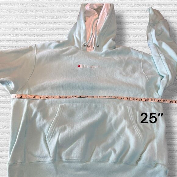 CHAMPION  Reverse Weave Double Hoodie In Ice Fall/white Size Large - Picture 3 of 9
